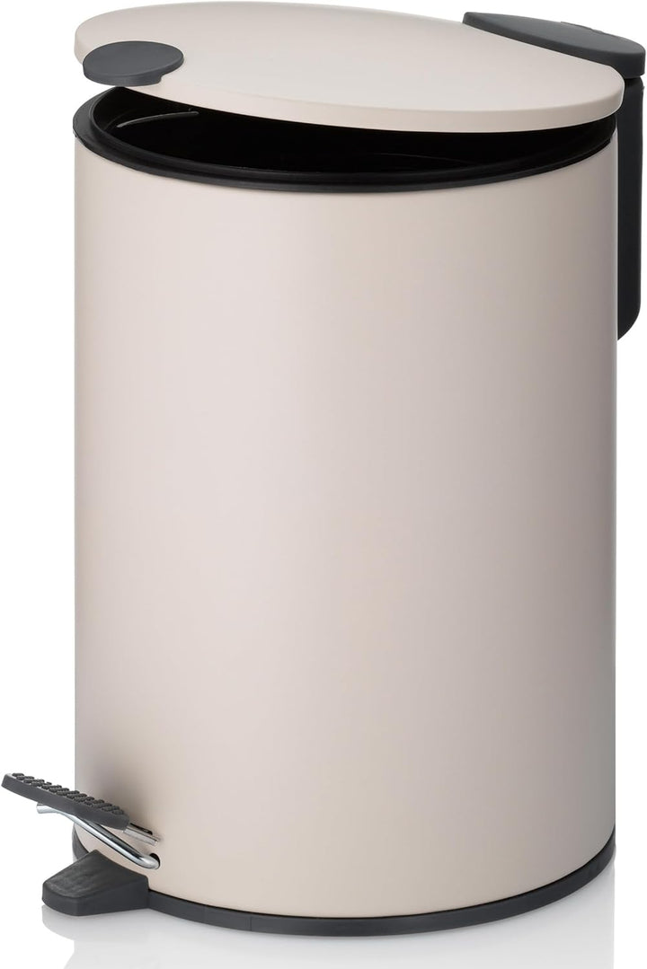 kela Kosmetikeimer Mats, 3 L, Ø 17 cm, Metall, beige, Silent-Close, herausnehmbarer Inneneimer mit T