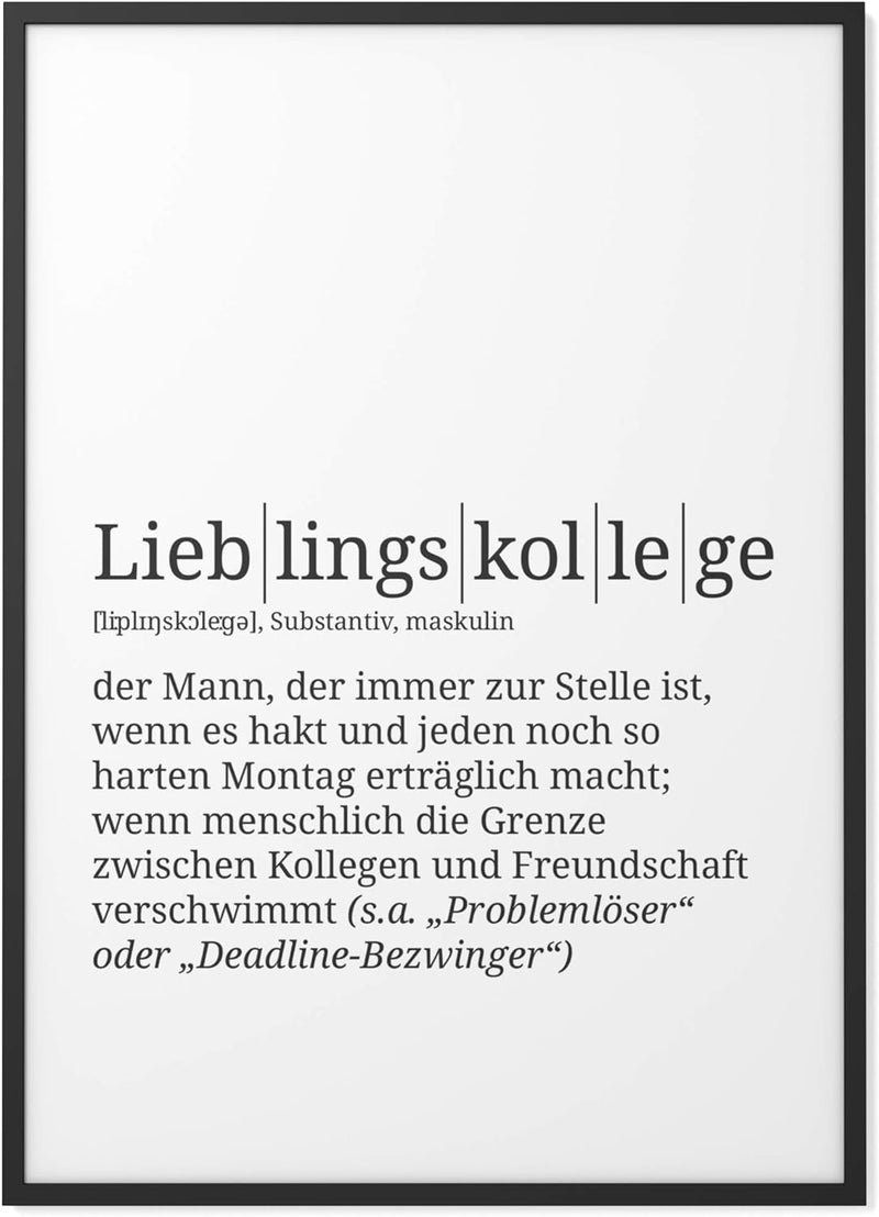 Papierschmiede® Definition: Lieblingskollege, DIN A1 (59x84 cm), XXL Poster für Wohnzimmer, Schlafzi