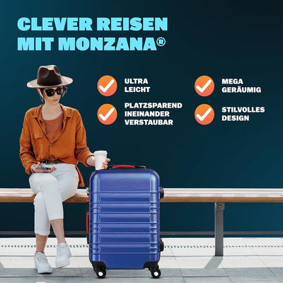 Monzana® Kofferset Baseline Hartschalen Koffer S-M-L-XL Gel-Griffe 4 Rollen ABS Hardcase Schloss Füs