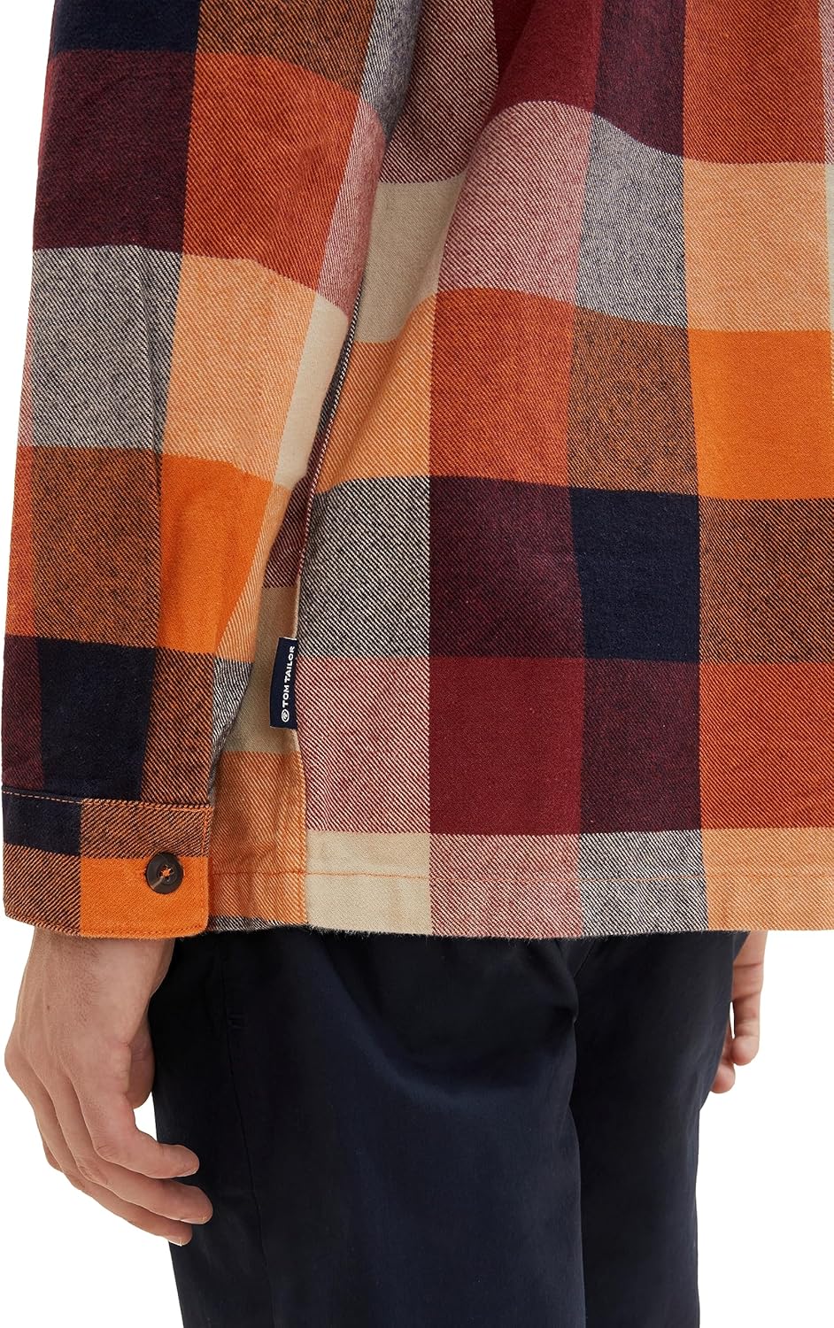 TOM TAILOR Herren Overshirt Hemd mit grossem Karo-Muster aus Baumwolle, 32310 - Orange Colorful Bloc