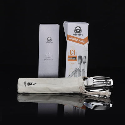 ROXON C1S 3 in 1 Camping Utensils Detachable Cutlery Knife Spoon Frok for Outdoor Camping Hiking, Ed