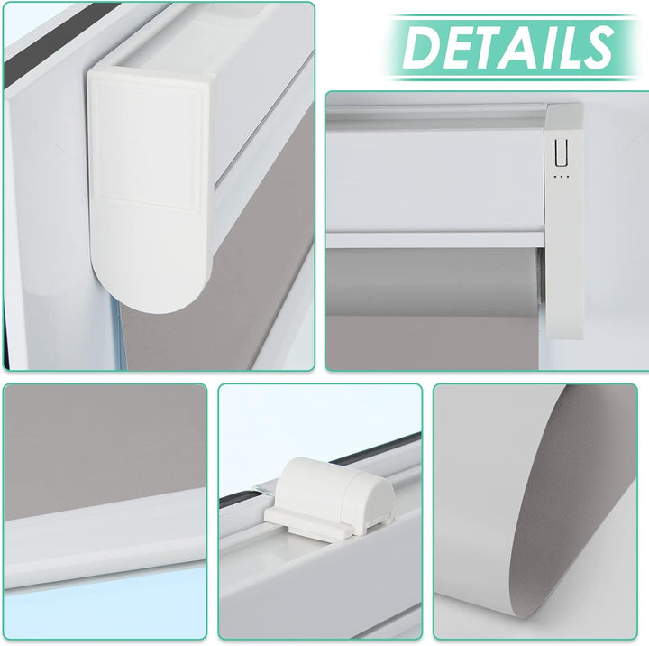 Allesin Elektrische Rollos mit Fernbedienung, Grau Verdunklungsrollo 45x120cm (BxH) Klemmträger Ohne