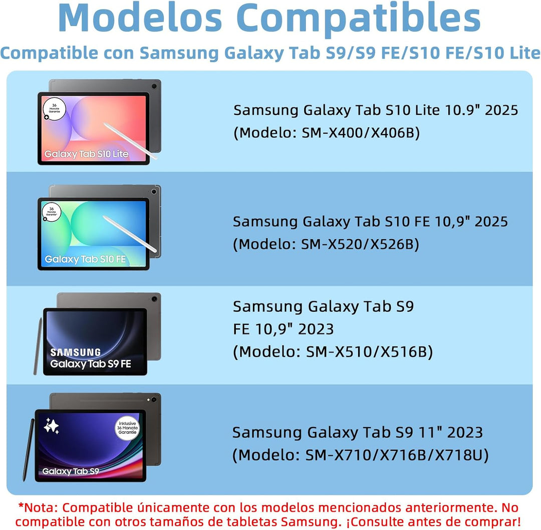 Bettdow für Samsung Galaxy Tab S9 FE/S9 2023 Tastatur Hülle, Blau (Spanisch), Blau