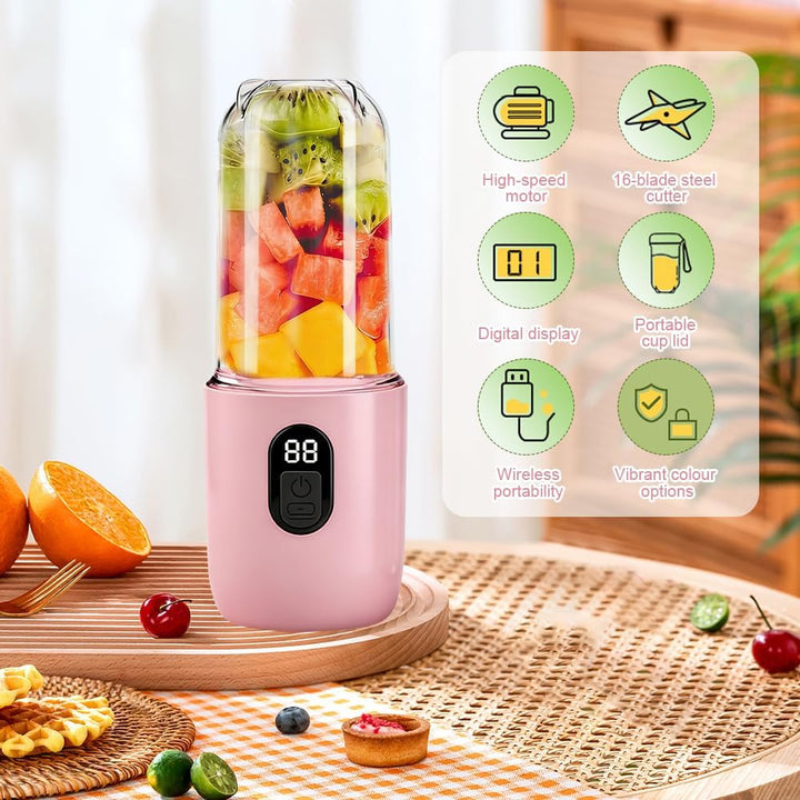 500ML Tragbarer Mixer, Smoothie Maker mit Reise-Deckel, Standmixer, Blender Elektrisch Mini-Mixer fü