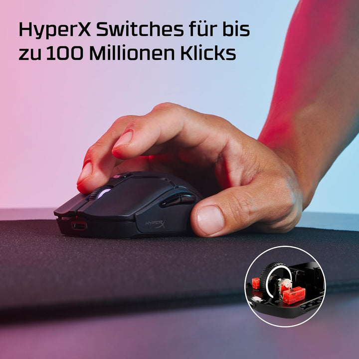 HyperX Pulsefire Haste 2 Mini Wireless Gaming-Maus – Ultraleicht (59g), RGB, 26K DPI, 100 Std. Akkul