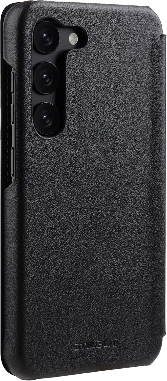 STILGUT Book Case kompatibel mit Samsung Galaxy S23 Hülle aus Leder, Lederhülle, Klapphülle, Handyhü