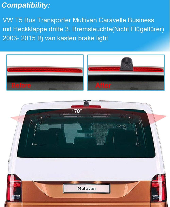 「Rückfahrkamera Transportster + 4,3 '' Zoll Rückspiegel」 Bremsleuchte Auto Dach Rückfahrkamera für V