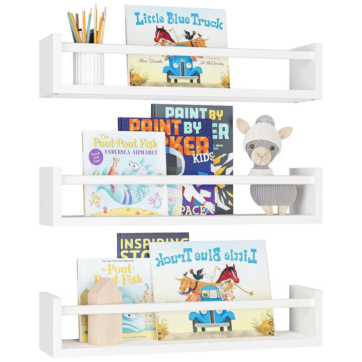Kinderzimmerregale, 3er-Set Wand-Bücherregal, 40 cm, Massivholz, für Bücher | Spielzeug, Dekoration,