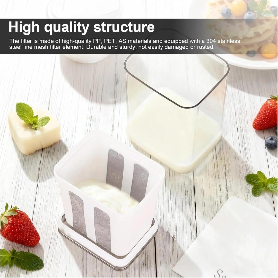 1800 ml Joghurt Sieb mit Deckel, Joghurt Presse mit Feines 80er-Edelstahlsieb, Wiederverwendbares Mo