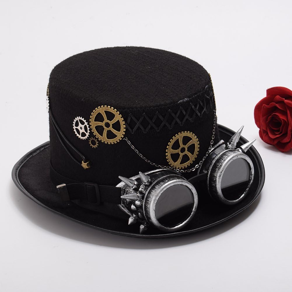 GRACEART Zauberkasten Steampunk Zylinder Hut Steampunk Herren and Steampunk Damen with Goggles, Gear