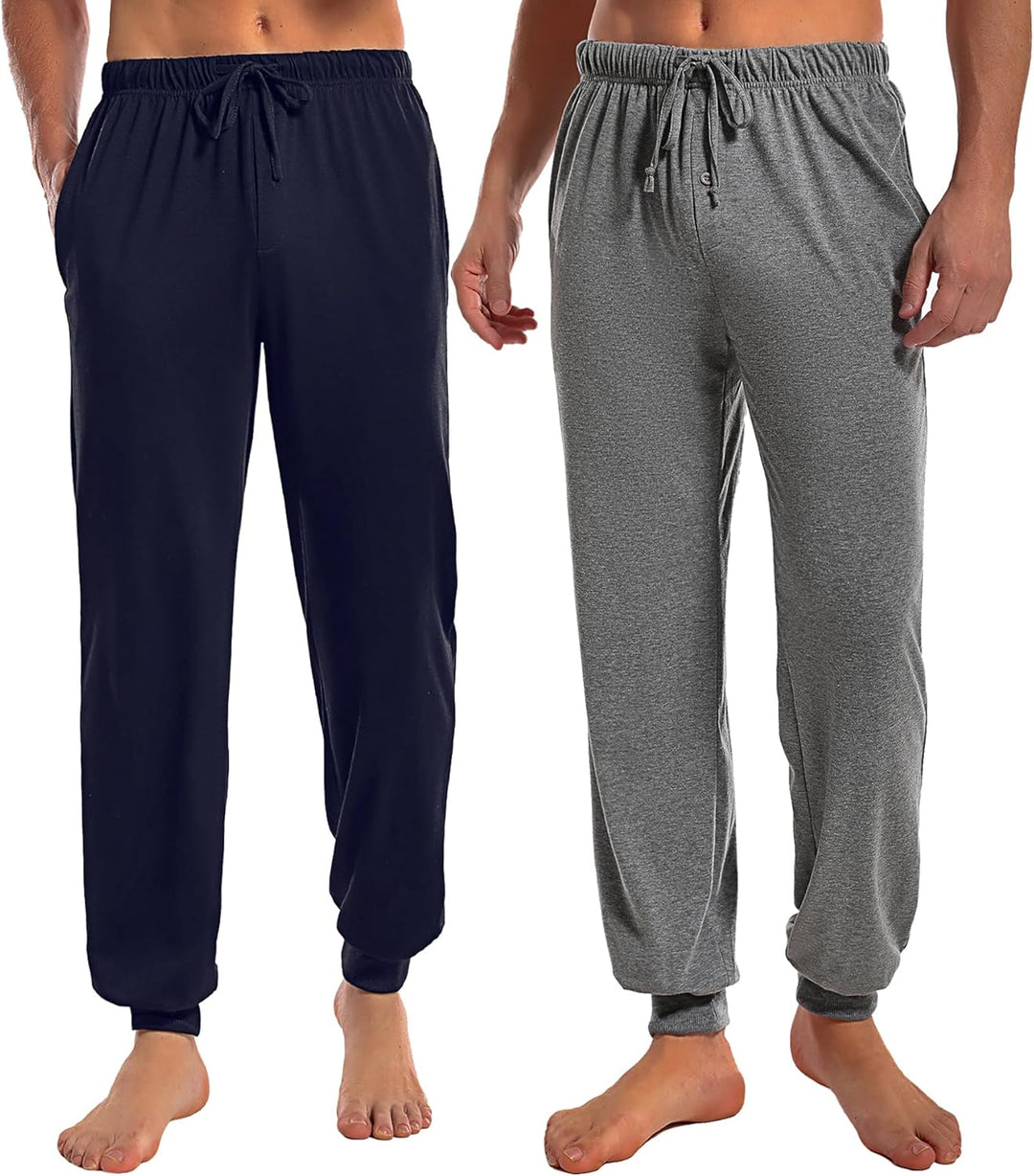 Marvmys Schlafanzughose Herren Lang mit Bündchen Einfarbige Pyjamahose für Männer Schlafhose Haushos