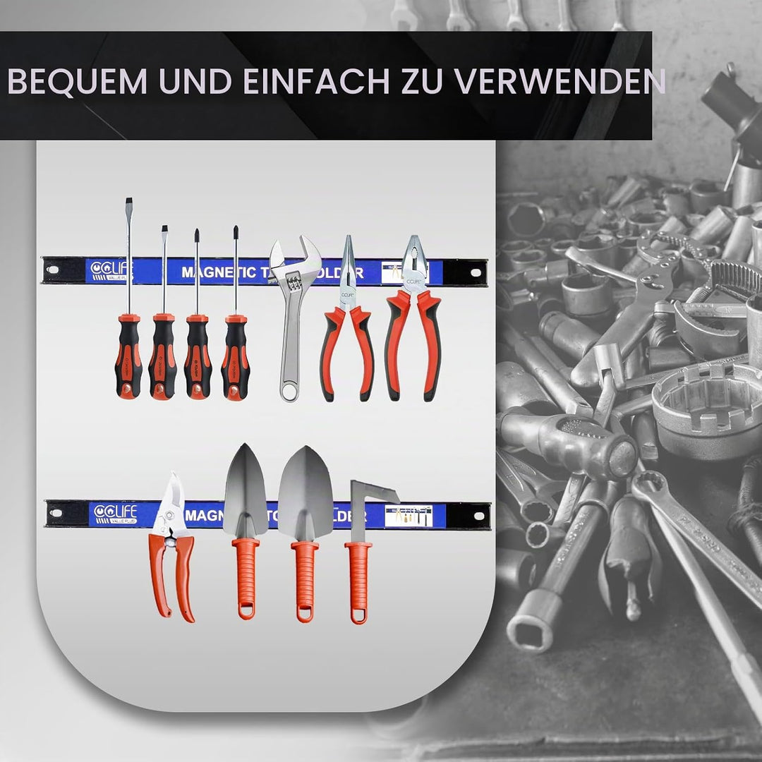 CCLIFE 4tlg Magnetleiste Werkzeug 37cm & 23cm MAX 52KG Magnetschiene Magnetisch Werkzeugleiste für W