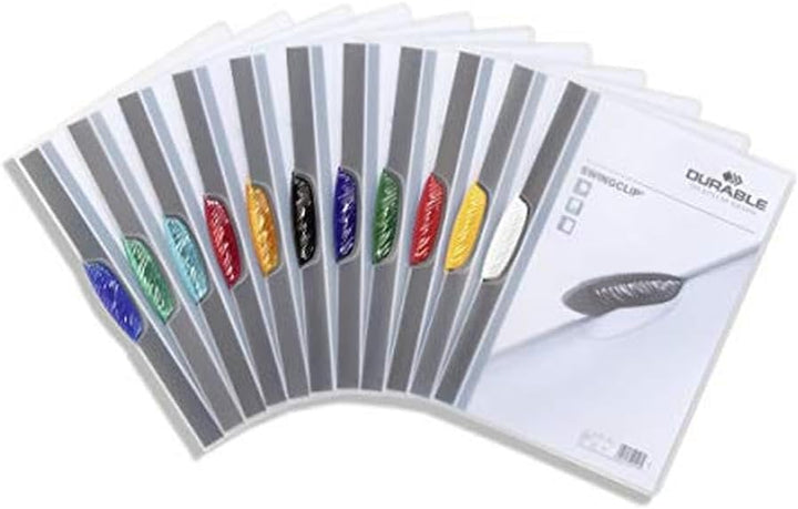 Durable Klemm-Mappe Swingclip aus PP, bis zu 30 Blatt A4, weiss, 25er Packung, 226002, weiss