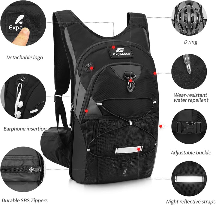 Trinkrucksack mit Trinkblase 3L BPA-Frei, Wasserdichter Outdoor-Rucksack, Rucksack mit Trinksystem,