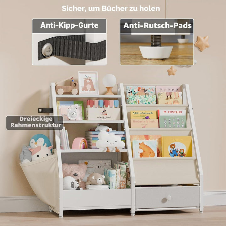 Kinder-Bücherregal und Spielzeugaufbewahrung für Kinderzimmer - Kleinkind Montessori-Spielzeug-Organ