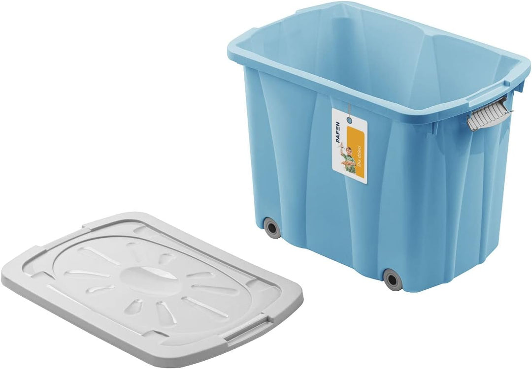 PAFEN Piraten Spielzeugkiste 62l mit Rollen - Schatzkiste 58 x 42 x 37,5cm - Spielzeugbehälter mit D