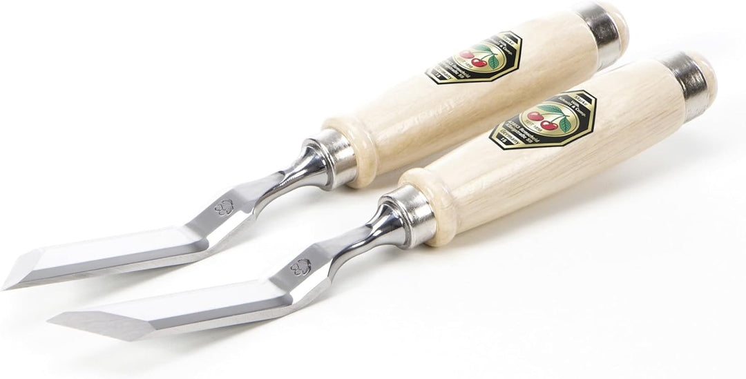 Kirschen 2326955 Stechbeitelpaar gekröpft mit schräger Schneide 12 mm, beige/silber