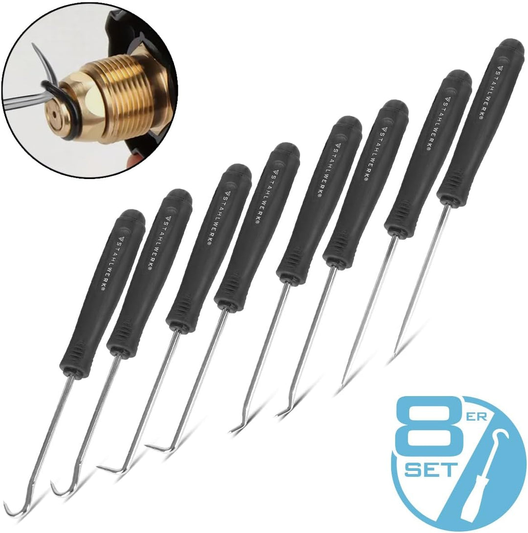 STAHLWERK Haken-Werkzeug-Set 8-teilig | Haken-Satz | Nadelhaken | Dichtungshaken | Pick-Set | Präzis