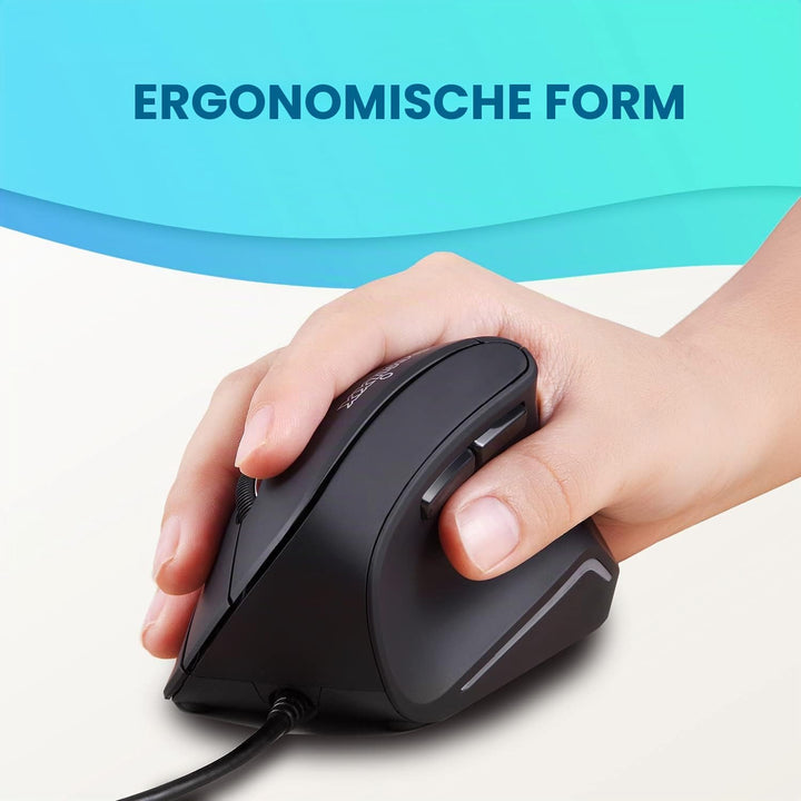 Perixx 11209 PERIMICE-515 II Ergonomische Vertikale Maus - 1000/1600 DPI - Natürliches vertikales De