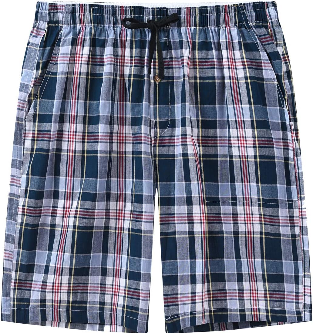 MoFiz Herren Kurze Pyjamahose Baumwolle Schlafshorts Karierte Schlafanzughose Freizeithose Karo Loun