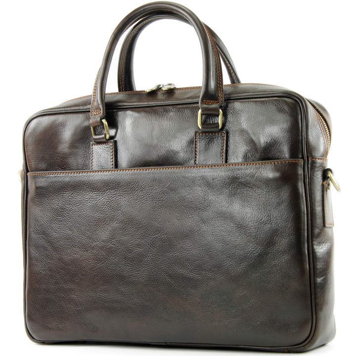 modamoda de - A004 - ital. Business Laptop Reise Tasche Leder Dunkelbraun, Dunkelbraun