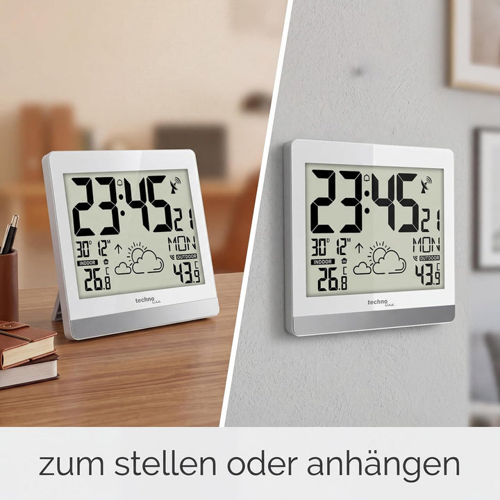 technoline WS8119 digitale Funkwanduhr mit Temperaturanzeige und Wettervorhersage