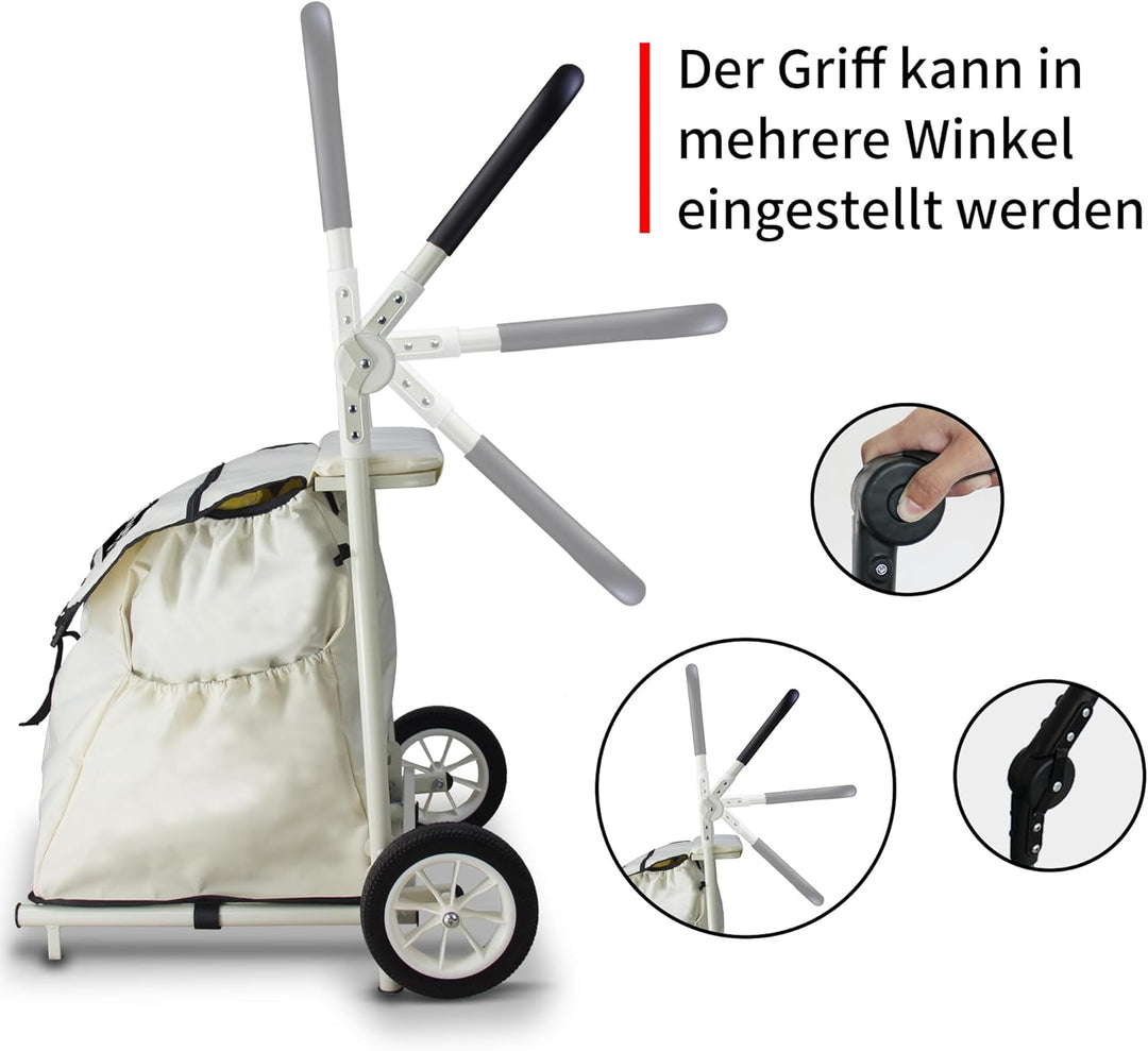 Einkaufstrolley, Klappbarer bis 50kg Einkaufswagen 120L Einkaufstasche Shoppingtrolley Handwagen für