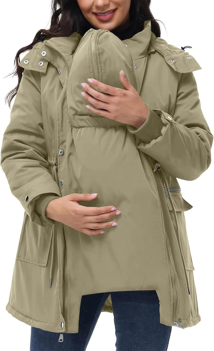 Generisch 3 In 1 Umstandsjacke Tragejacke mit Babyeinsatz Wintermantel Trageeinsatz Jacke Jackenerwe