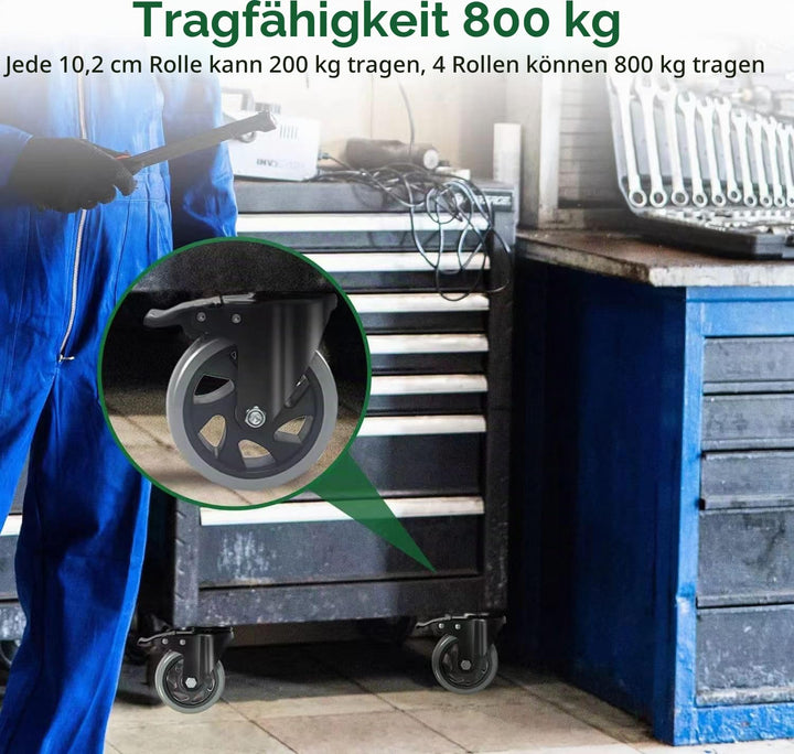 Möbelrollen mit Bremse 125MM Lenkrollen, 4 Stück Schwerlastrollen inkl. Montagezubehör, Transportrol