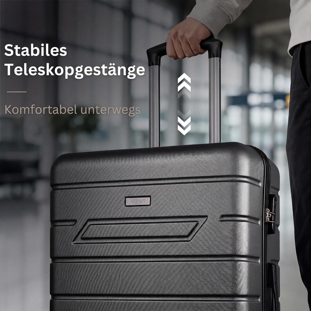 NOWI Bergamo Reisekoffer - Wasserabweisend, 8 Rollen 360° Drehbar, Teleskopgestänge, Voll gefütterte