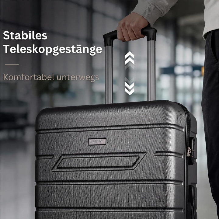 NOWI Bergamo Reisekoffer - Wasserabweisend, 8 Rollen 360° Drehbar, Teleskopgestänge, Voll gefütterte