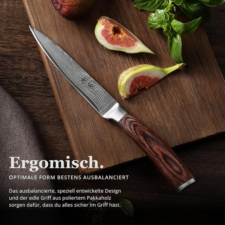 Wakoli EDIB Damastmesser Allzweckmesser 12,50cm Klinge extrem scharf aus 67 Lagen I Damast Küchenmes