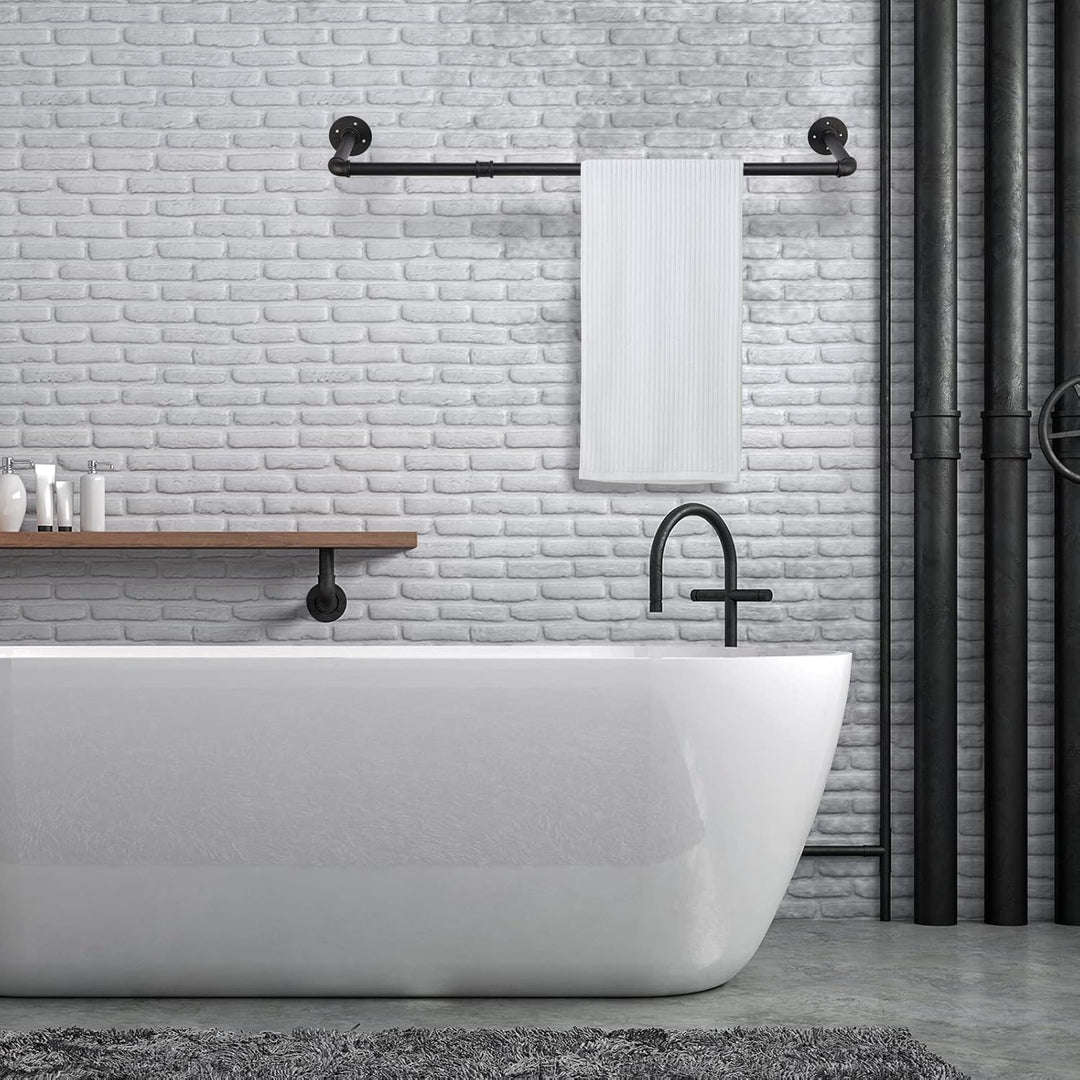 Kleiderstange Wandmontage 100cm, Industrial Rohre Metall Garderobenstange Wand für Kleiderbügel, Abn