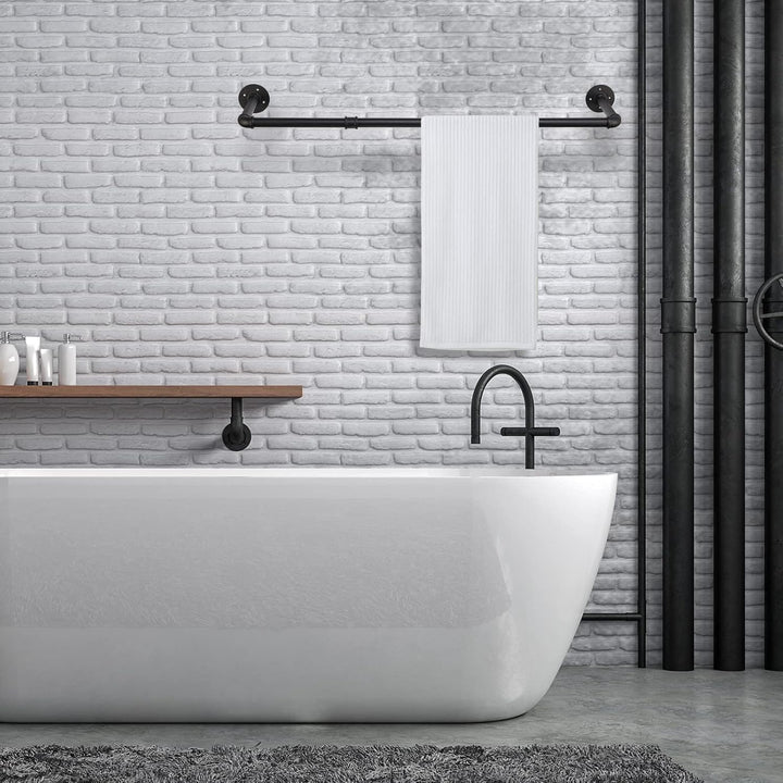 Kleiderstange Wandmontage 100cm, Industrial Rohre Metall Garderobenstange Wand für Kleiderbügel, Abn