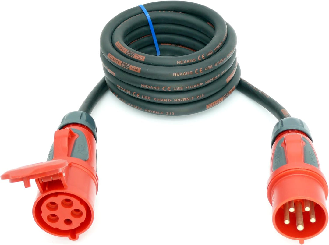 CEE Starkstromkabel (1,5m-50m) 32A Verlängerungskabel Titanex H07RN-F 5x6mm² mit PCE Grip Stecker un