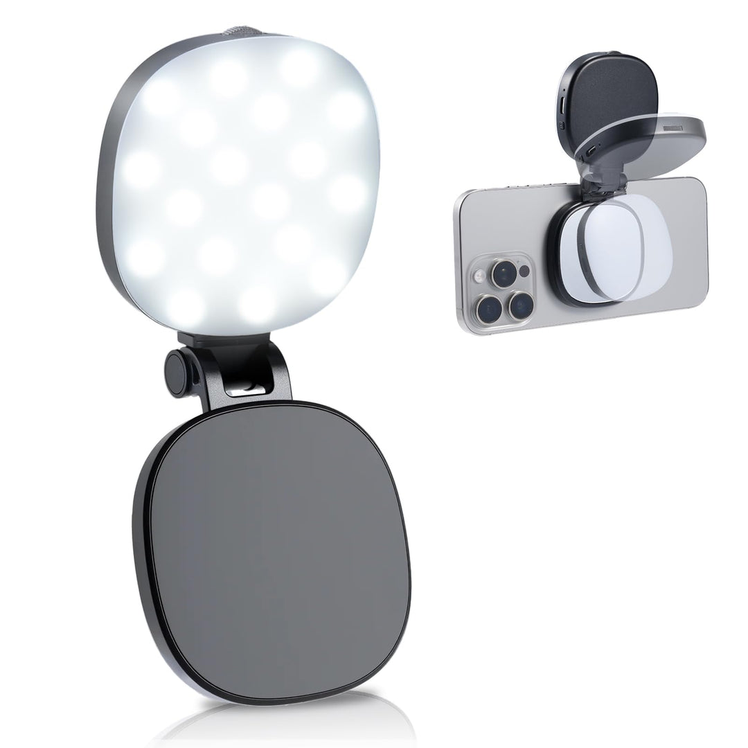 Magnetisches Selfie Licht Handy, Handylicht mit 3 Farbtemperaturen 2900k-6500k, 360° LED Ringlicht H