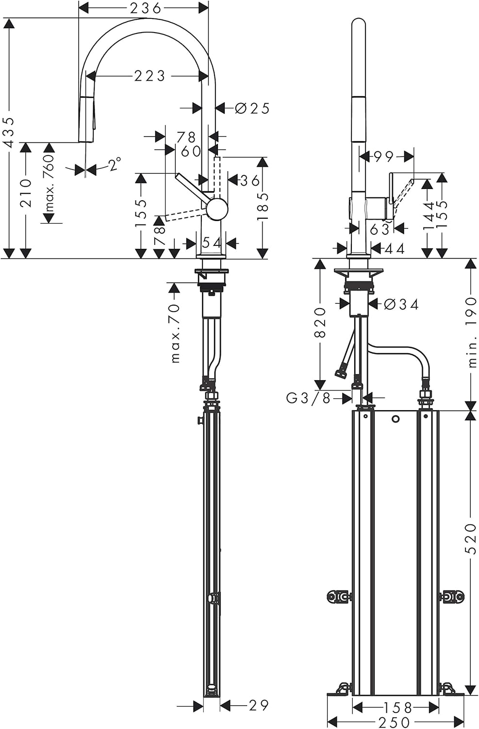 hansgrohe Talis M54 - Küchenarmatur mit Brause ausziehbar, mit Schlauchbox, 2 Strahlarten, Wasserhah