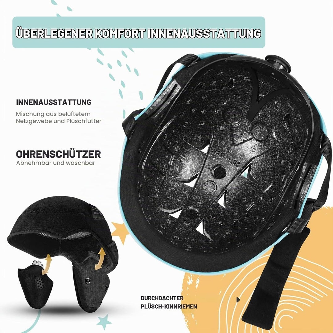 Odoland Kinder Skihelm und Skibrille Set, Snowboardhelm für Jungen und Mädchen, Verstellbar Schneehe