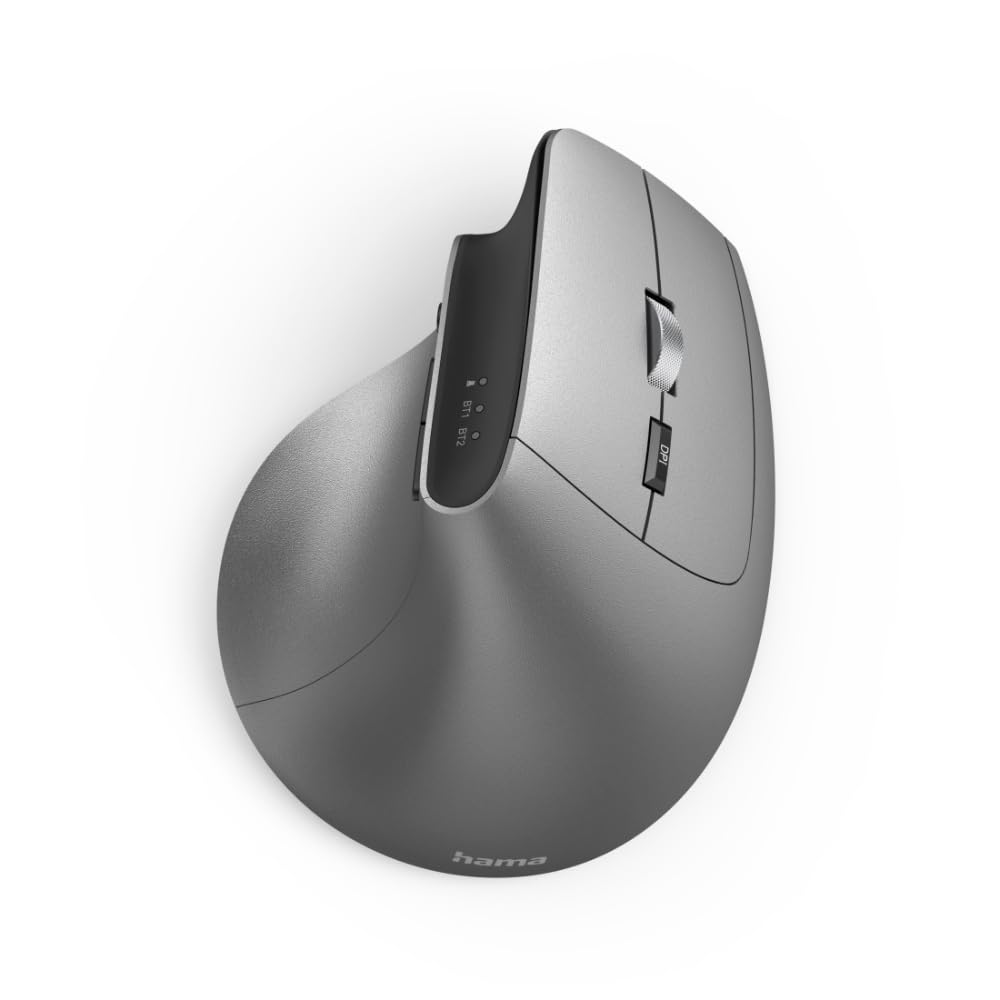 Hama ergonomische Maus „EMW-700“, 2,4 GHz + 2x BT 4.2 (Vertikalmaus kabellos für drei Geräte, Hochka