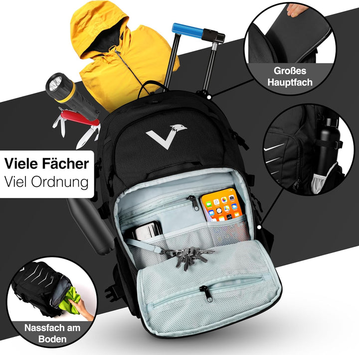 Valkental - Innovativer Rucksack mit perfekter Aufteilung (22L) Erweiterbares Volumen (Kein Schwitze