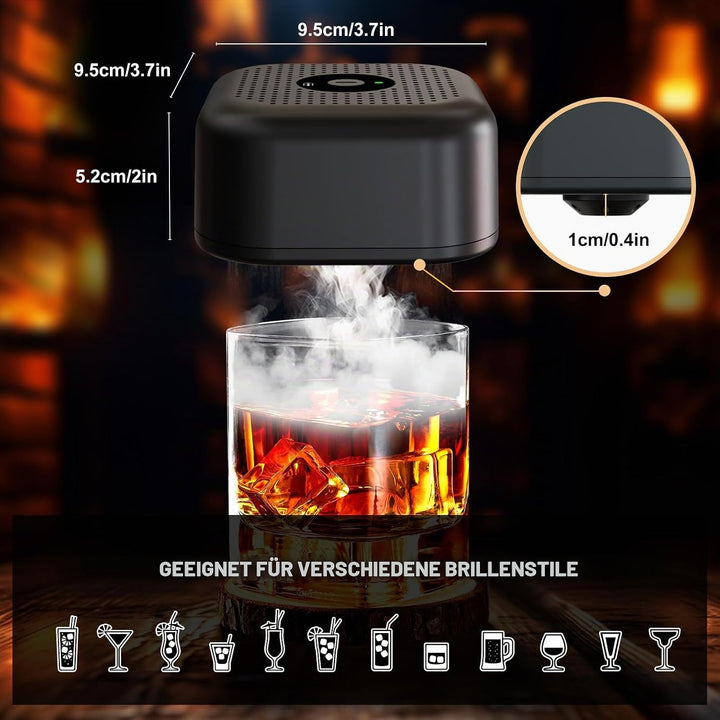 Elektrischer Whisky Smoker Set mit 6 Holzchips, Wiederaufladbare Cocktail Smoker Kit, Saturn S-moker