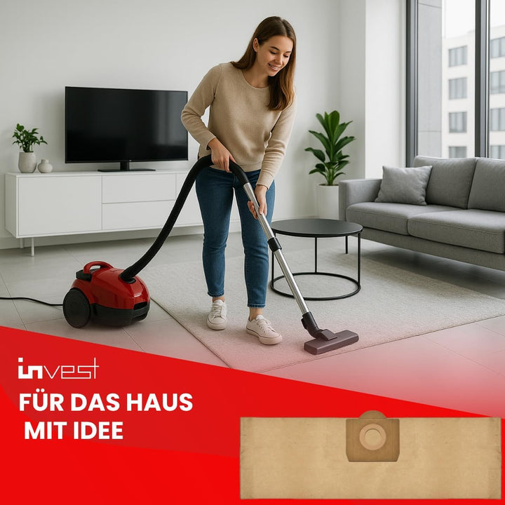 Invest - Staubsaugerbeutel Ersatz, Filtertüten Beutel Kompatibel mit Kärcher Staubsauger: WD3, MV3,