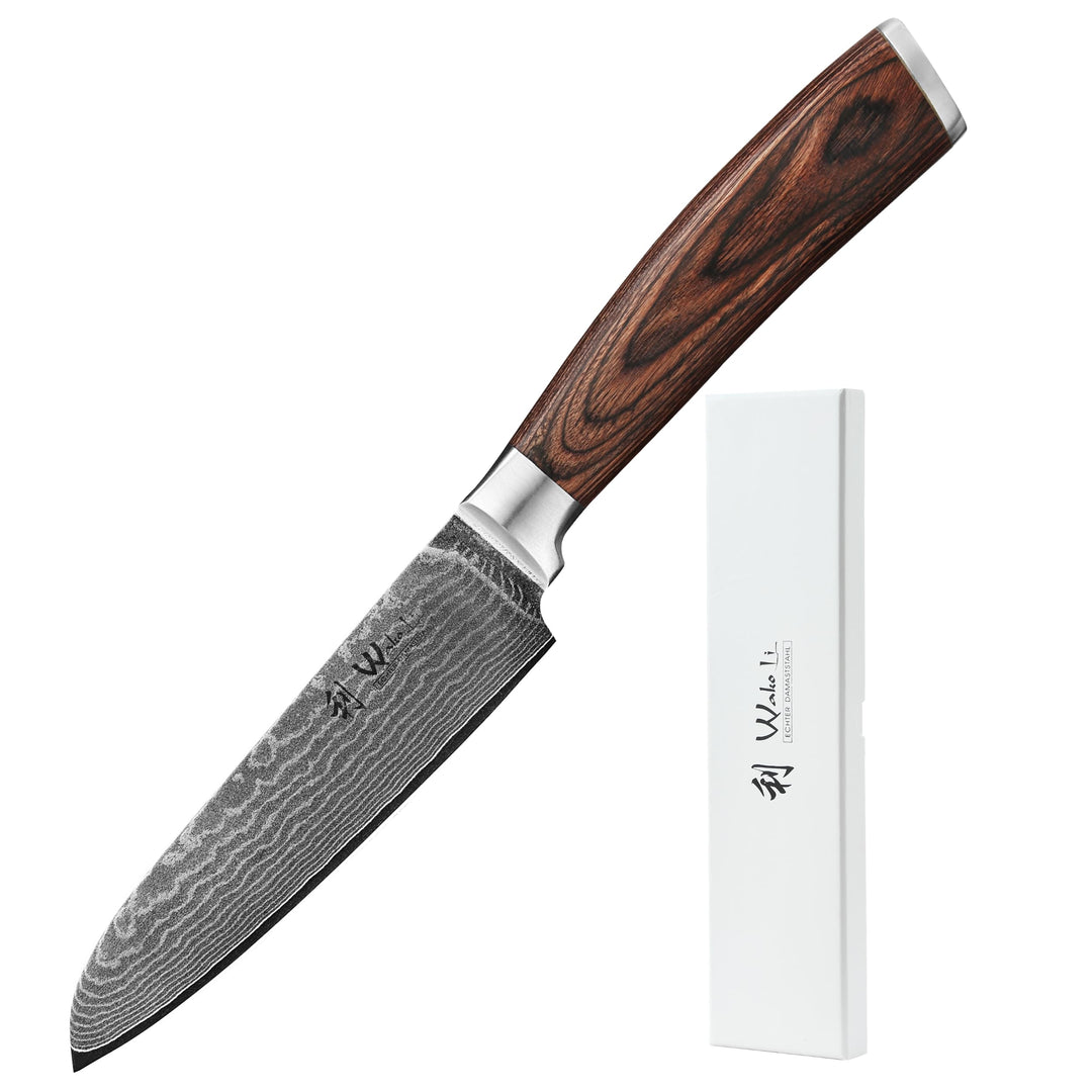 Wakoli EDIB Damastmesser kleines Santoku Messer 12cm Klinge extrem scharf aus 67 Lagen I Damast Küch