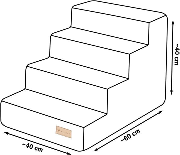 Hundetreppe mit 4 Stufen Katzentreppe Haustiertreppe Einstiegshilfe Schaumstoff (Farbe: rosa (Cord))