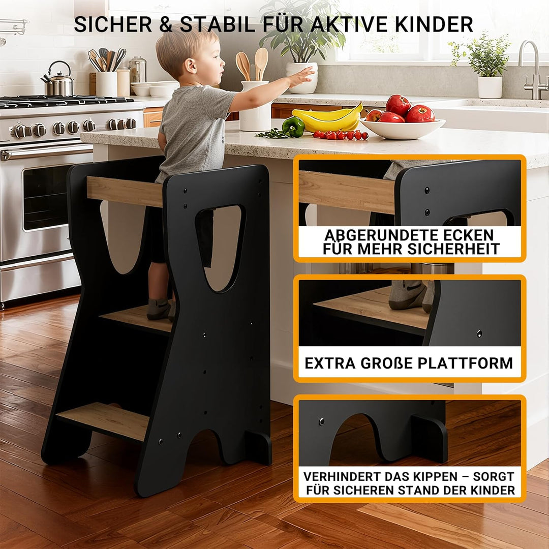 COSYLAND Lernturm ab 1 Jahr - Learning Tower - Höhenverstellbar Montessori Lernturm mit Kippschutz,