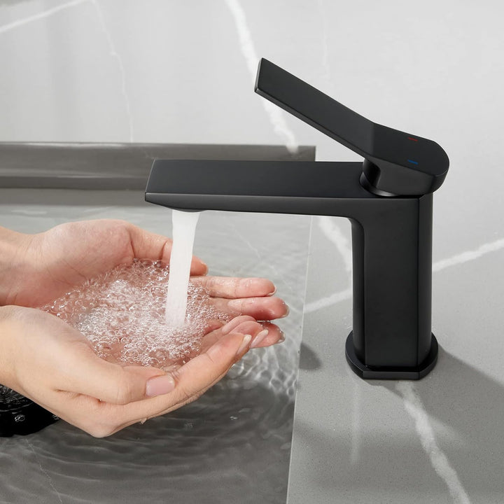 SHUNLI Schwarz Badarmatur Waschtischarmatur Mischbatterie Bad Wasserhahn Waschbeckenarmatur Armatur