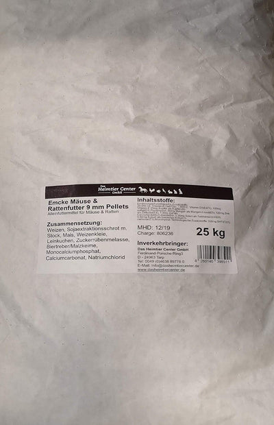 Emcke Mäusefutter Rattenfutter 25kg Pellets 9 mm Nager Ratten Mäuse Futter