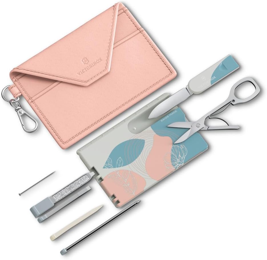 Victorinox Swiss Card Classic, 10 Funktionen, Swiss Made, Multitool für Frauen, Inkl. Kartenetui mit