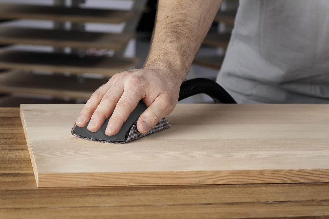 Mirka Roundy Handschleifblock mit Klett und Absaugung / Schleifklotz für Ø 150mm Klett Schleifscheib