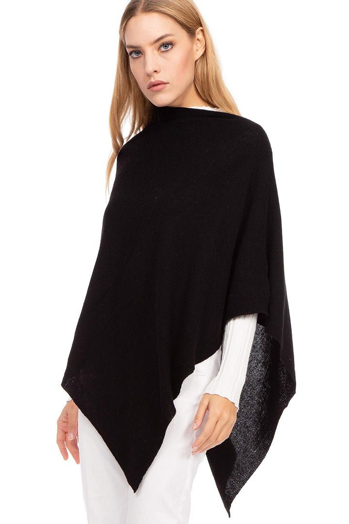 Marine Cashmere - Poncho aus Kaschmir-Mischgewebe für Damen, zart und weich, aus Kaschmir Schwarz, S